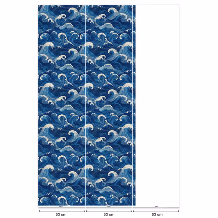 Japans - Oceaan - Golven - Blauw Behang Vlies klein 1076 -USP_banen