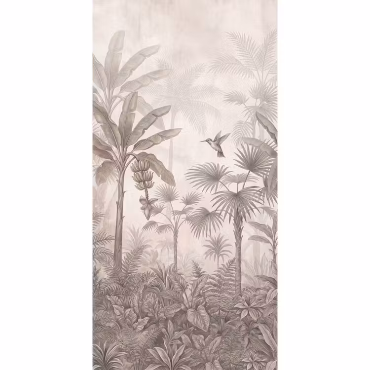 Jungle - Banenboom - Kolibrie - Beige Behang Vlies klein -3d_website