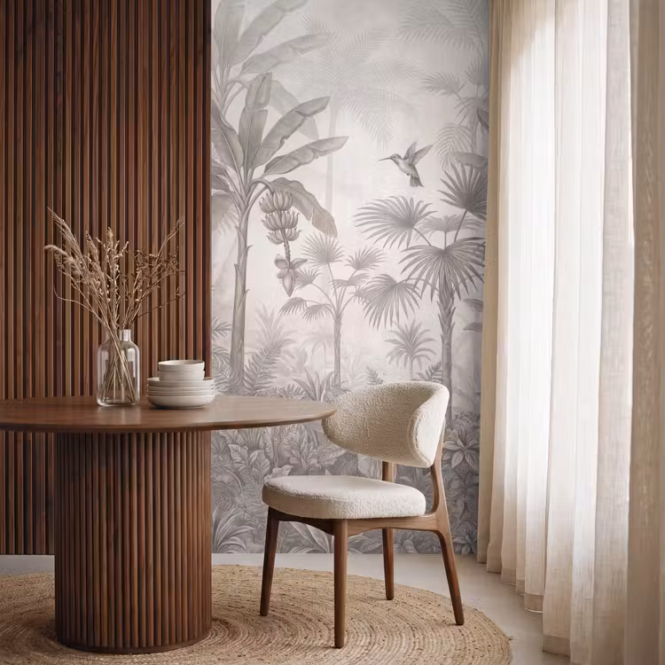 Jungle - Banenboom - Kolibrie - Beige Behang Vlies klein -sfeer1