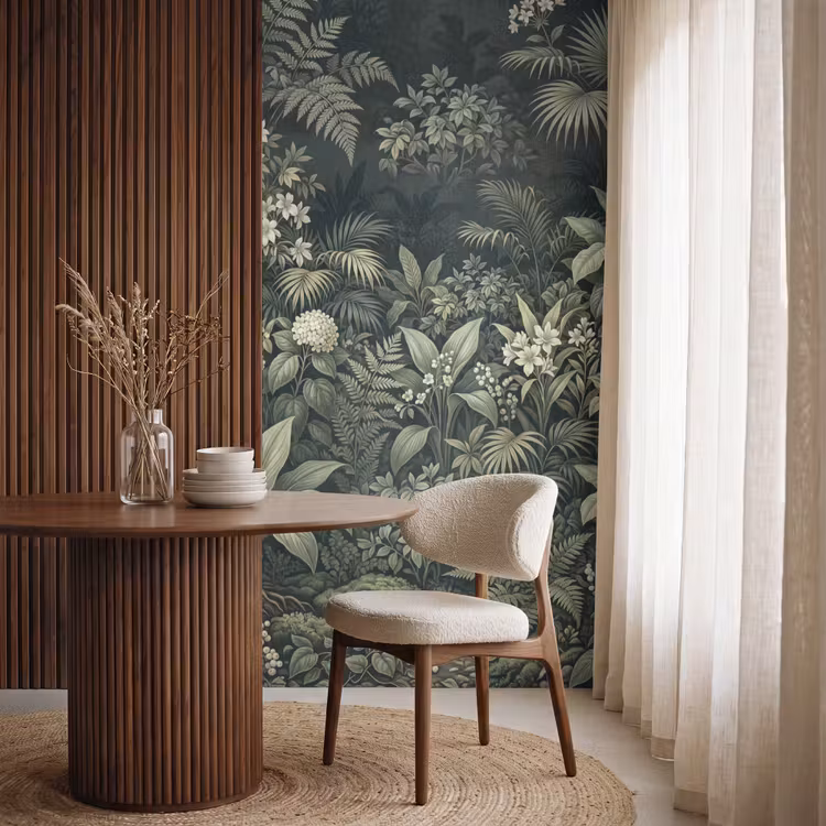 Jungle - Bladeren - Botanisch - Groen Behang Vlies klein -sfeer1