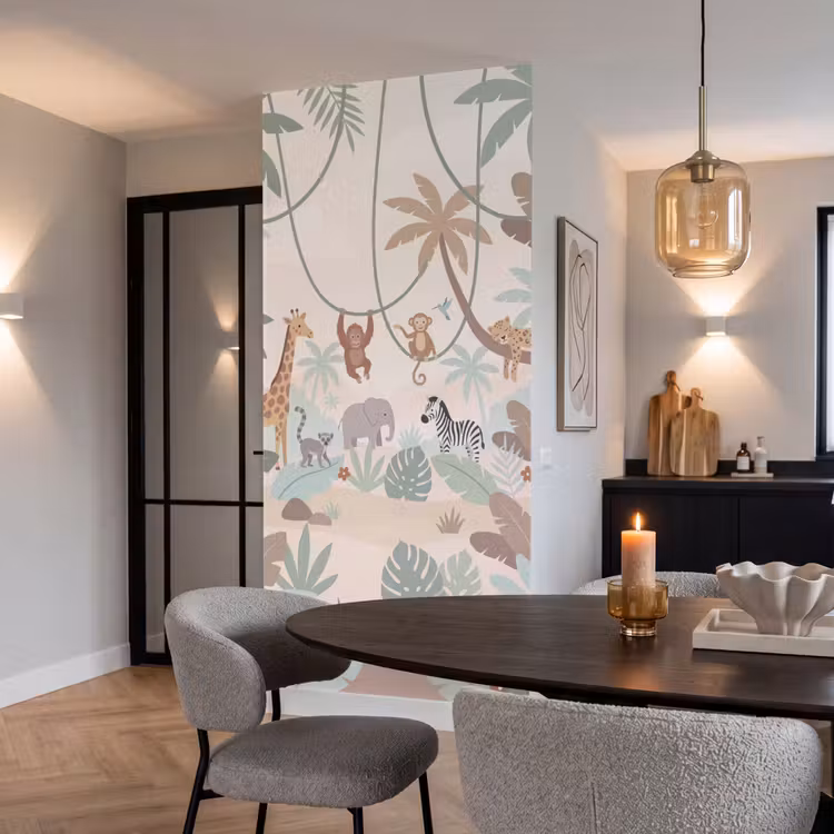 Jungle - Dieren - Groen Behang Vlies klein -sfeer3