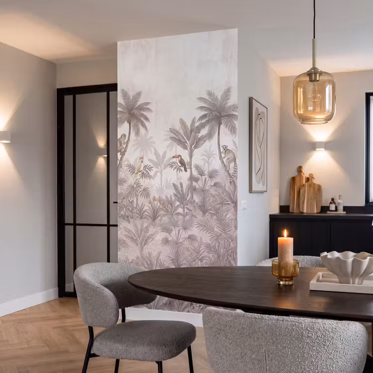 Jungle - Dieren - Palmbomen Behang Vlies klein -sfeer3