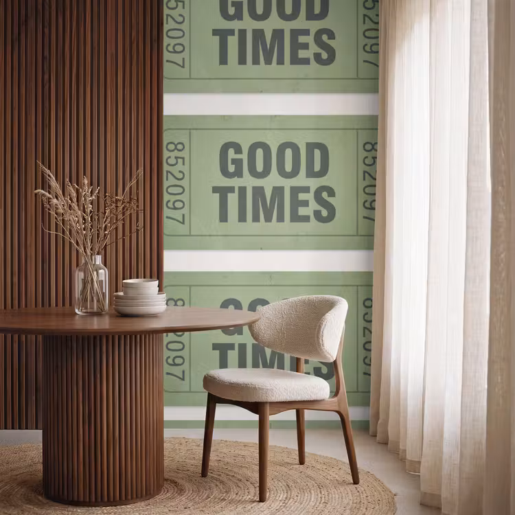 Kaartje - Vintage - Groen - Evenement - Collectie Behang Vlies klein -sfeer1