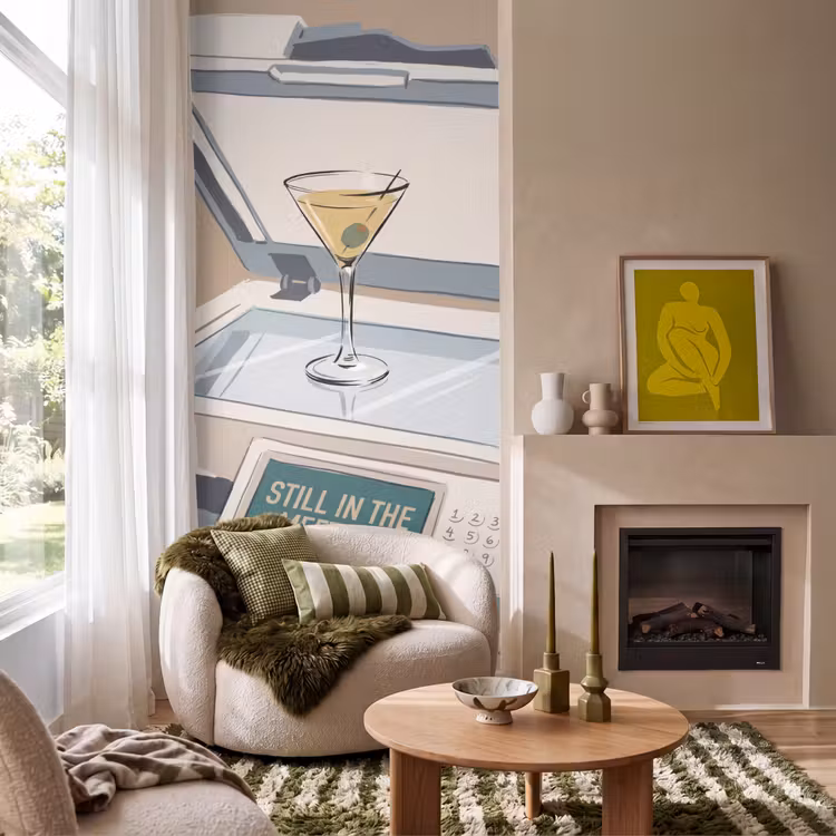 Kantoor - Drank - Humor - Illustratie Behang Vlies klein -sfeer2
