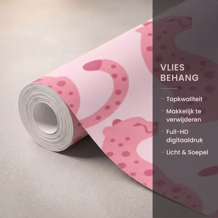 Kat - Gevlekt - Dieren - Patroon - Roze Behang Vlies klein -USP_closeupNL
