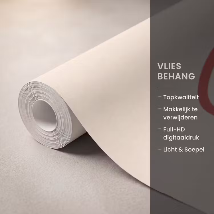 Kat - Harten - Dieren - Modern - Rood Behang Vlies klein -USP_closeupNL