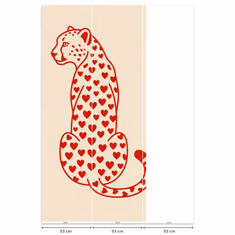 Kat - Harten - Dieren - Modern - Rood Behang Vlies klein -USP_banen