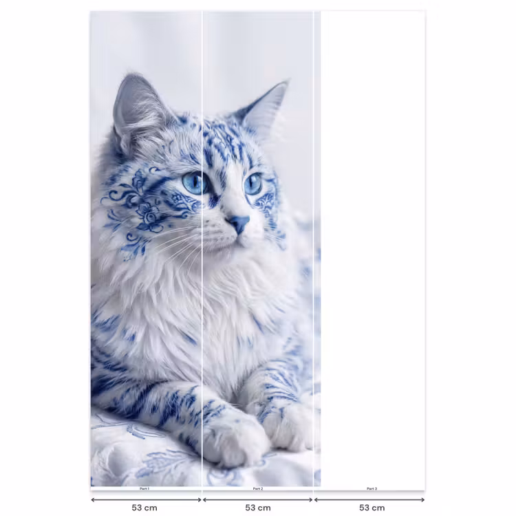 Kat - Patroon - Blauw Behang Vlies klein -USP_banen