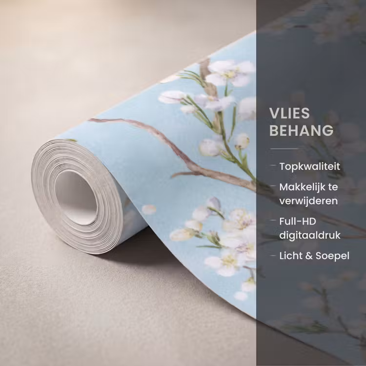 Kersenbloesem - Textuur - Blauw Behang Vlies klein 1076 -USP_closeupNL