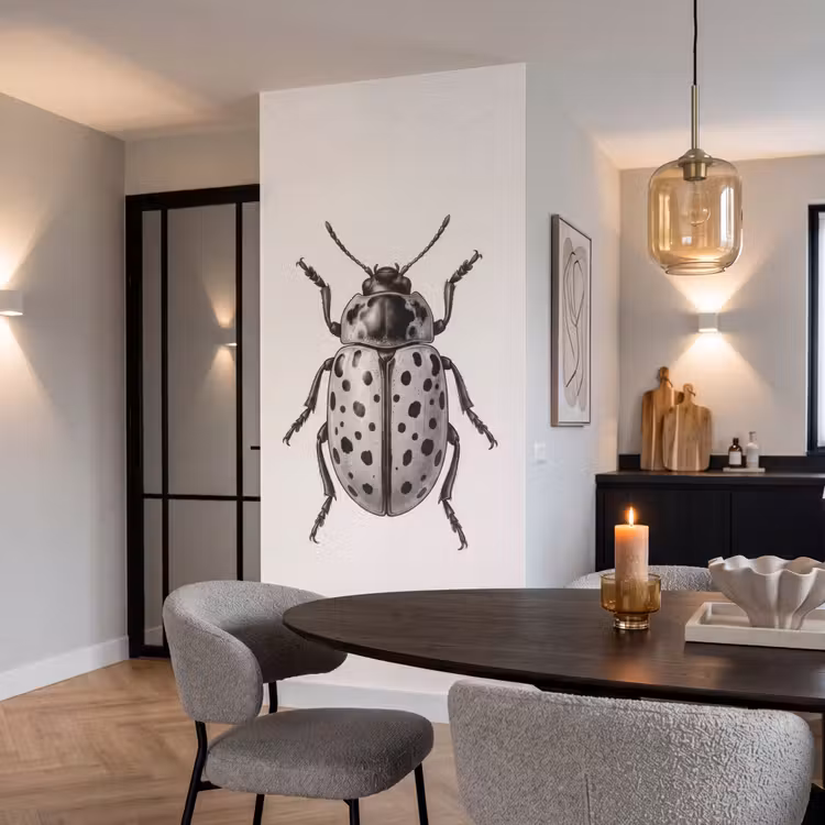 Kever - Insect - Vintage Behang Vlies klein -sfeer3