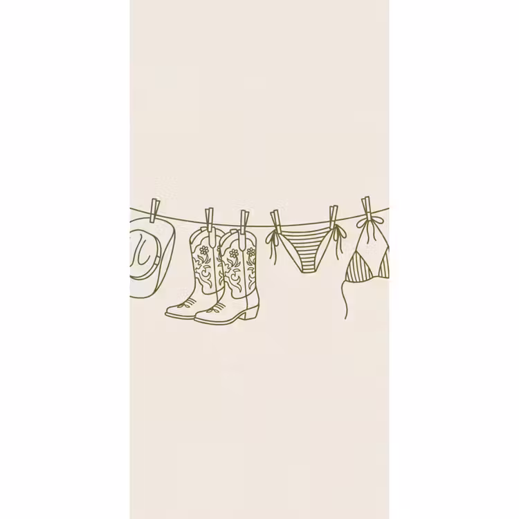 Kleding - Waslijn - Zomer - Lijntekening - Groen Behang Vlies klein -3d_website
