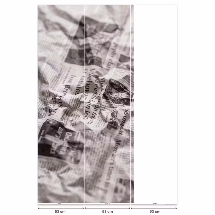 Krant - Gekreukeld - Textuur - Vintage - Zwart-wit Behang Vlies klein -USP_banen