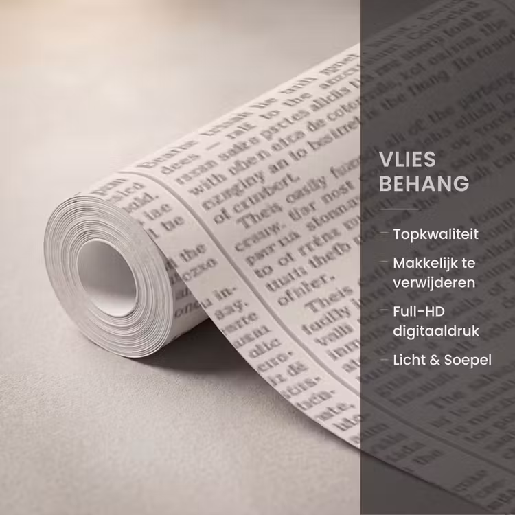 Krant - Nieuws - Historisch - Vintage - Beige Behang Vlies klein -USP_closeupNL