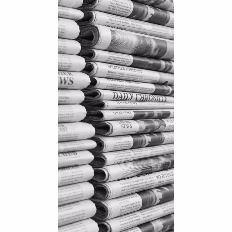 Krant - Stapel - Nieuws - Zwart-wit - Media Behang Vlies klein -3d_website