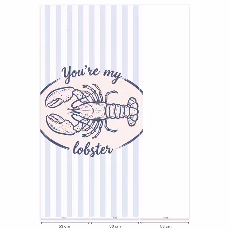 Kreeft - Illustratie - Liefde - Blauw - Decoratie Behang Vlies klein -USP_banen
