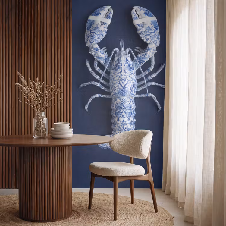 Kreeft - Porselein - Delfts - Blauw Behang Vlies klein -sfeer1