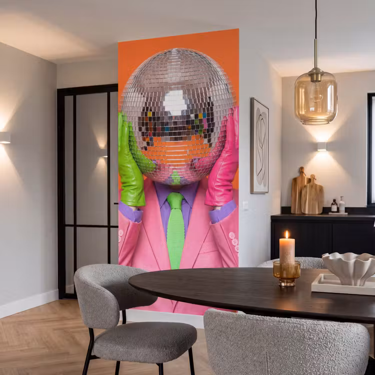 Kunst - Disco bal - Kleurrijk - Modern - Studio Behang Vlies klein -sfeer3