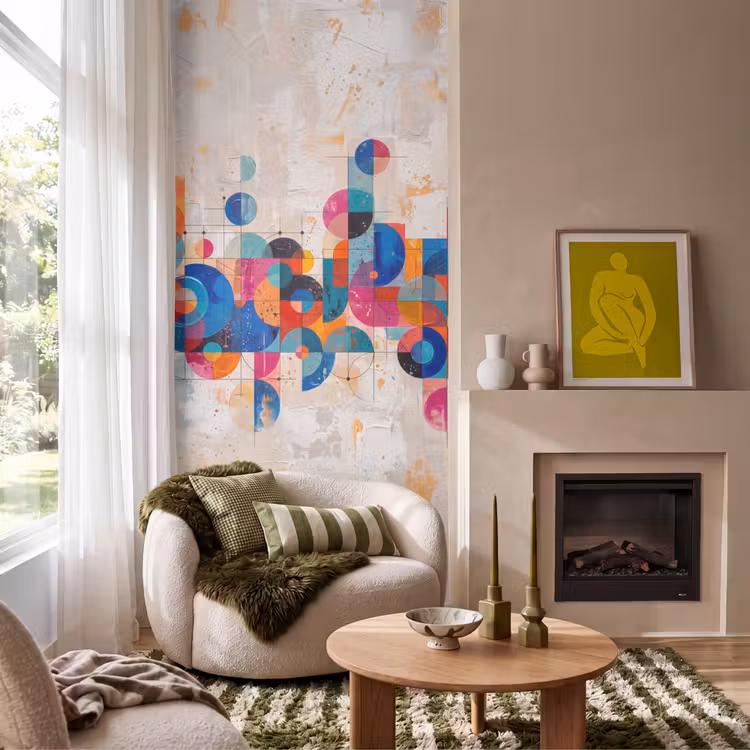 Kunst - Geometrisch - Abstract - Kleurrijk Behang Vlies klein -sfeer2