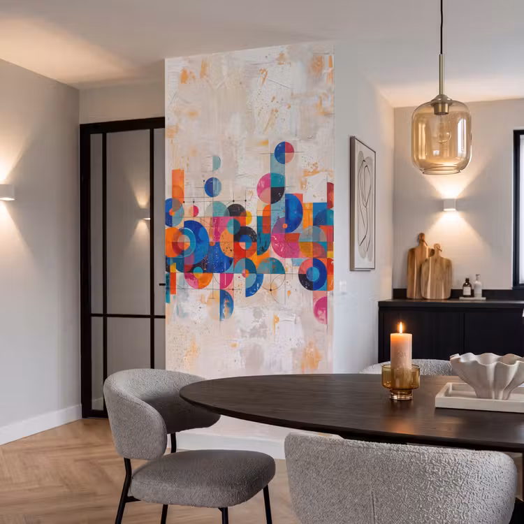 Kunst - Geometrisch - Abstract - Kleurrijk Behang Vlies klein -sfeer3