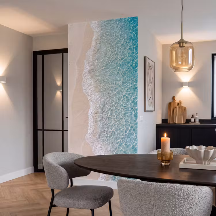 Kust - Zand - Blauw Behang Vlies klein -sfeer3