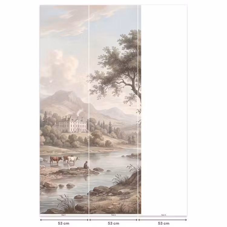 Landhuis - Rivier - Vee Behang Vlies klein -USP_banen