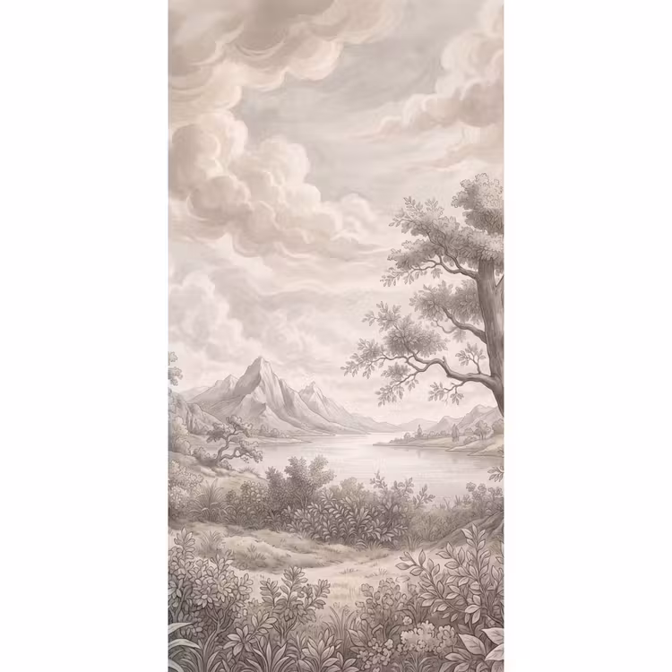 Landschap - Bergen - Meer - Natuur Behang Vlies klein -3d_website