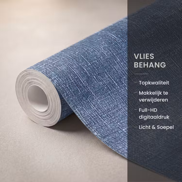 Linnen - Textuur - Patroon - Denim - Rustiek Behang Vlies klein 1076 -USP_closeupNL