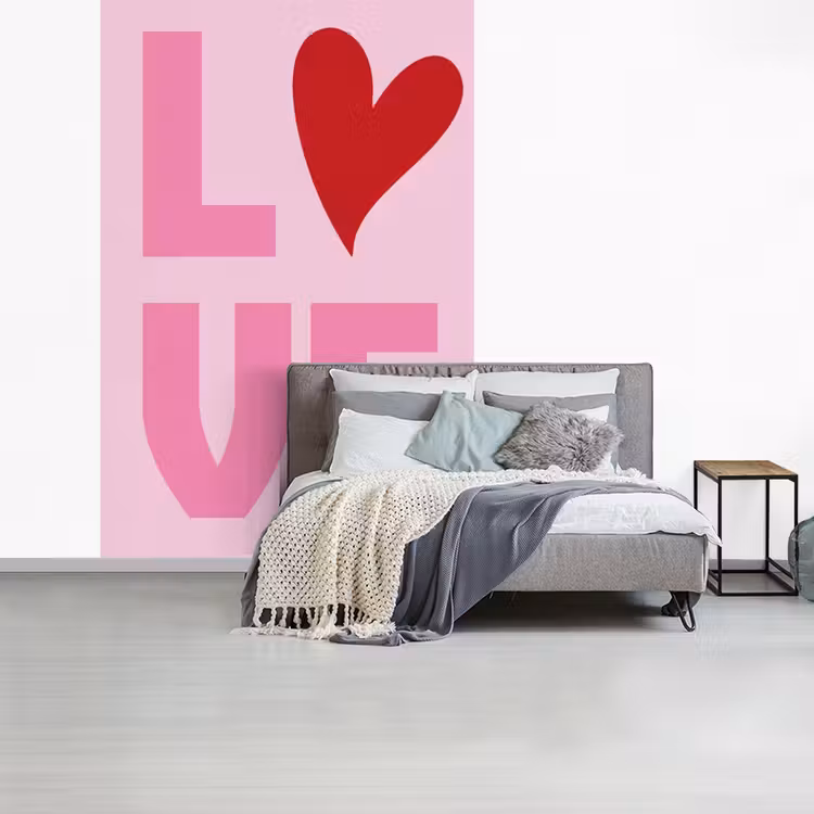 Love - Roze - Hart - Valentijn fotobehang vinyl groot -slaapkamer