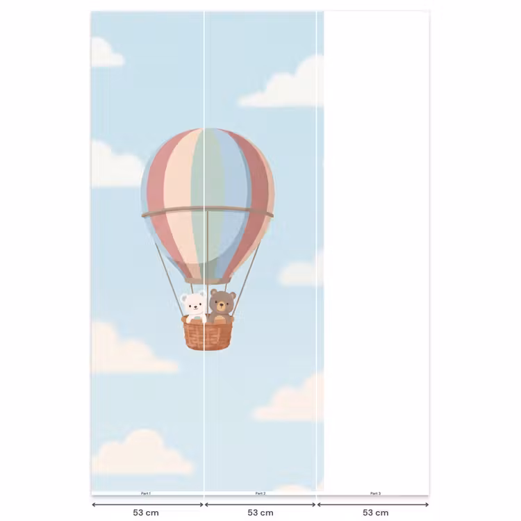 Luchtballon - Beren - Pastel Behang Vlies klein -USP_banen