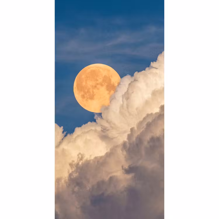 Maan - Wolken - Natuur - Oranje Behang Vlies klein -3d_website