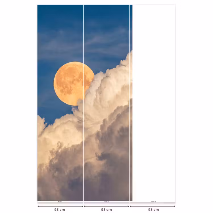 Maan - Wolken - Natuur - Oranje Behang Vlies klein -USP_banen