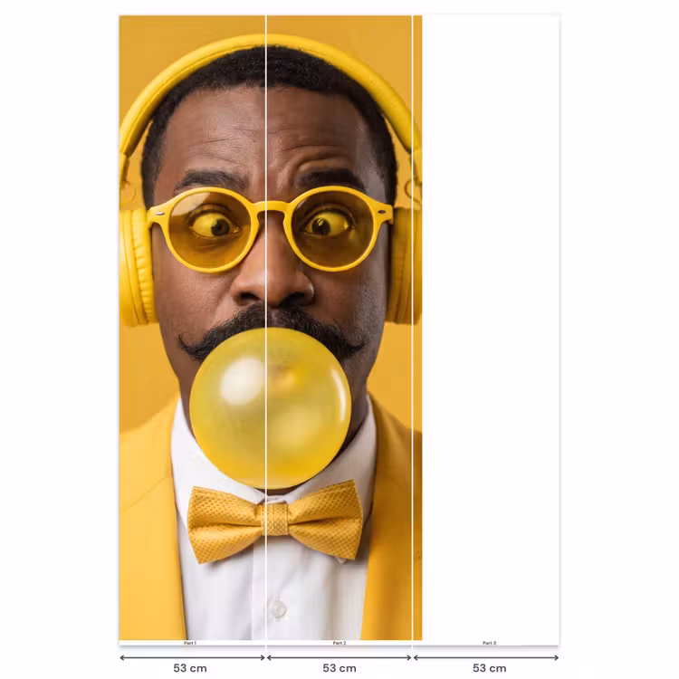 Man - Bubblegum - Portret - Geel - Modern Behang Vlies klein -USP_banen