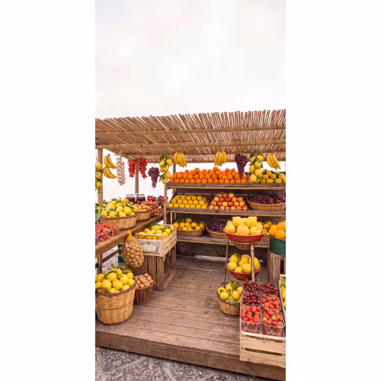 Behang - Marktkraam - Fruit - Vers - Marktkraam - Fruit - Vers Behang Vlies klein