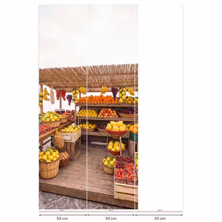 Behang - Marktkraam - Fruit - Vers - Marktkraam - Fruit - Vers Behang Vlies klein