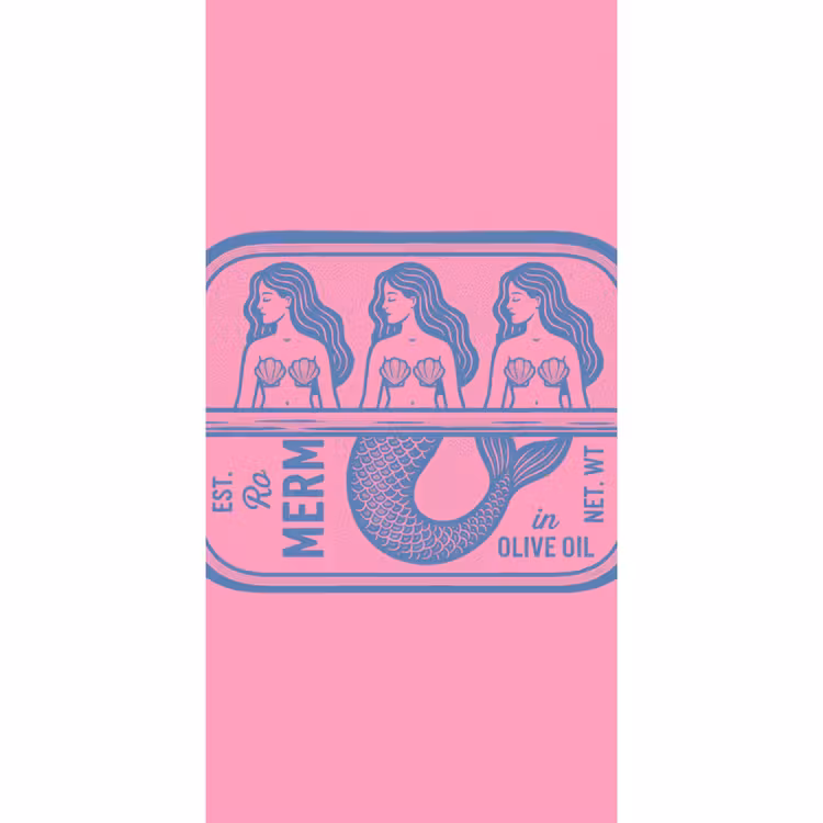 Meermin - Sardineblik - Illustratie - Roze - Retro Behang Vlies klein -3d_website