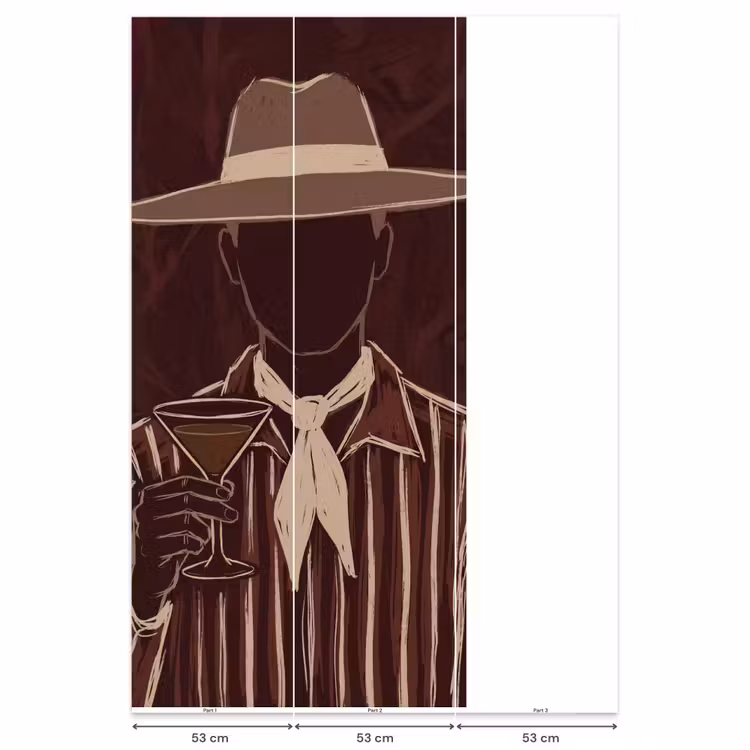 Mens - Hoed - Cocktail - Abstract - Bruin Behang Vlies klein -USP_banen