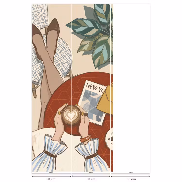 Mensen - Cafe - Koffie - Stadsleven - Modern Behang Vlies klein -USP_banen