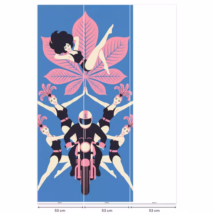 Mensen - Dans - Motor - Retro - Roze Behang Vlies klein -USP_banen