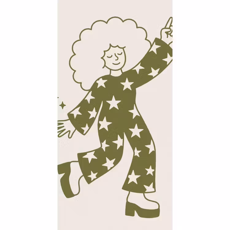 Mensen - Dansend - Feest - Vintage - Groen Behang Vlies klein -3d_website