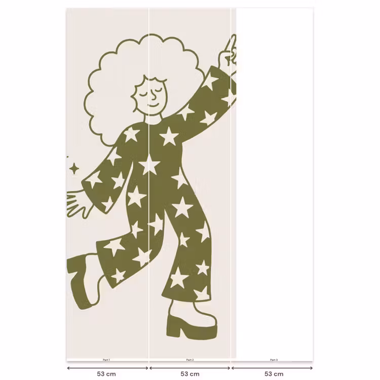 Mensen - Dansend - Feest - Vintage - Groen Behang Vlies klein -USP_banen