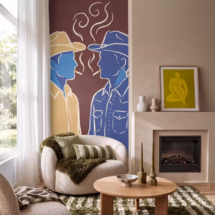 Mensen - Profiel - Sigaret - Abstract - Kunst Behang Vlies klein -sfeer2