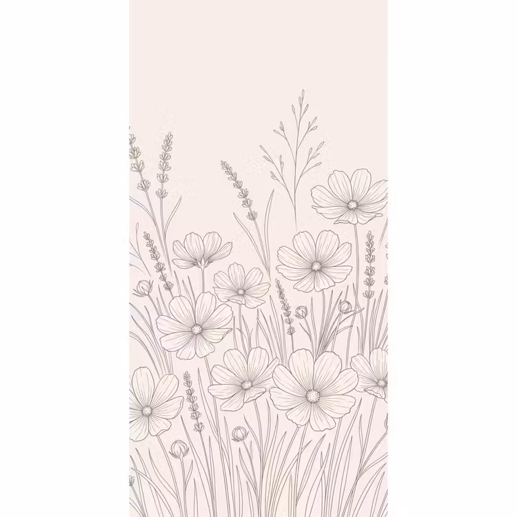 Minimalistisch - Modern - Bloemen - Beige Behang Vlies klein -3d_website