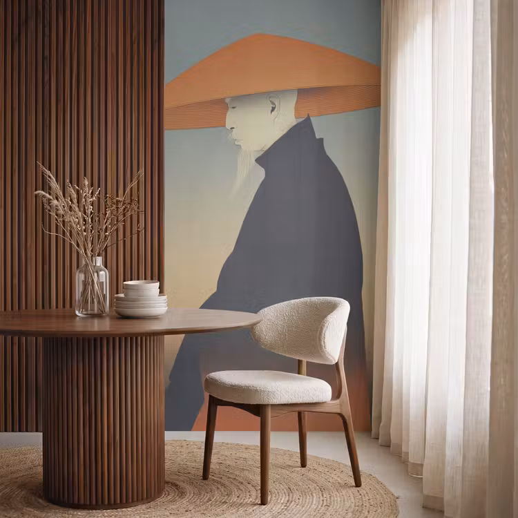 Minimalistisch - Silhouet - Oranje Behang Vlies klein -sfeer1