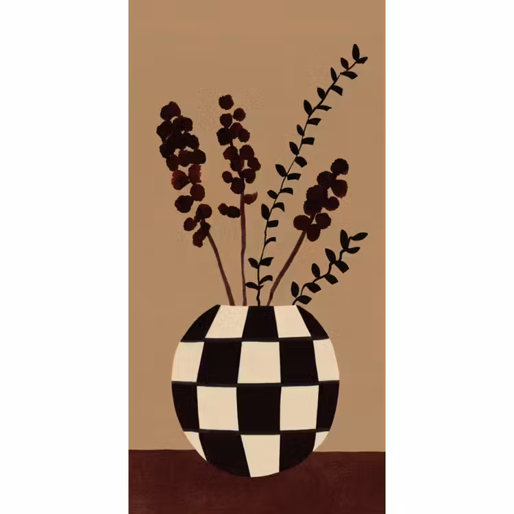 Minimalistisch - Vaas - Bloemen - Bruin Behang Vlies klein -3d_website