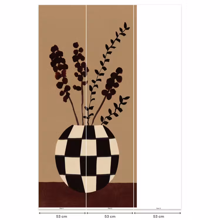 Minimalistisch - Vaas - Bloemen - Bruin Behang Vlies klein -USP_banen