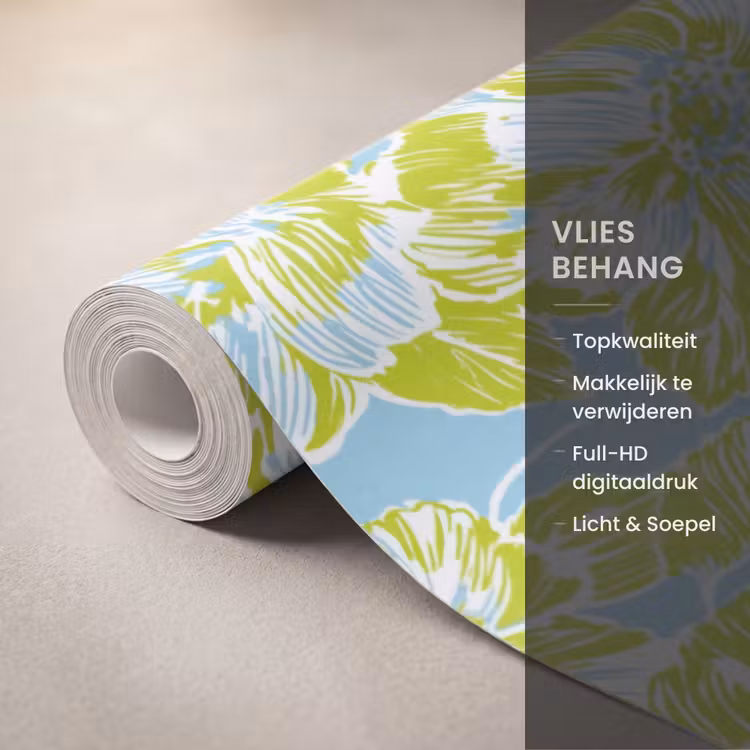 Modern - Bloemen - Groen Behang Vlies klein 1076 -USP_closeupNL