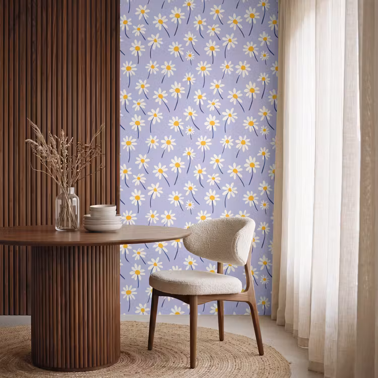 Modern - Madelief - Paars Behang Vlies klein 1076 -sfeer1