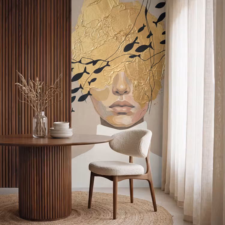 Modern - Vrouw - Goud Behang Vlies klein -sfeer1