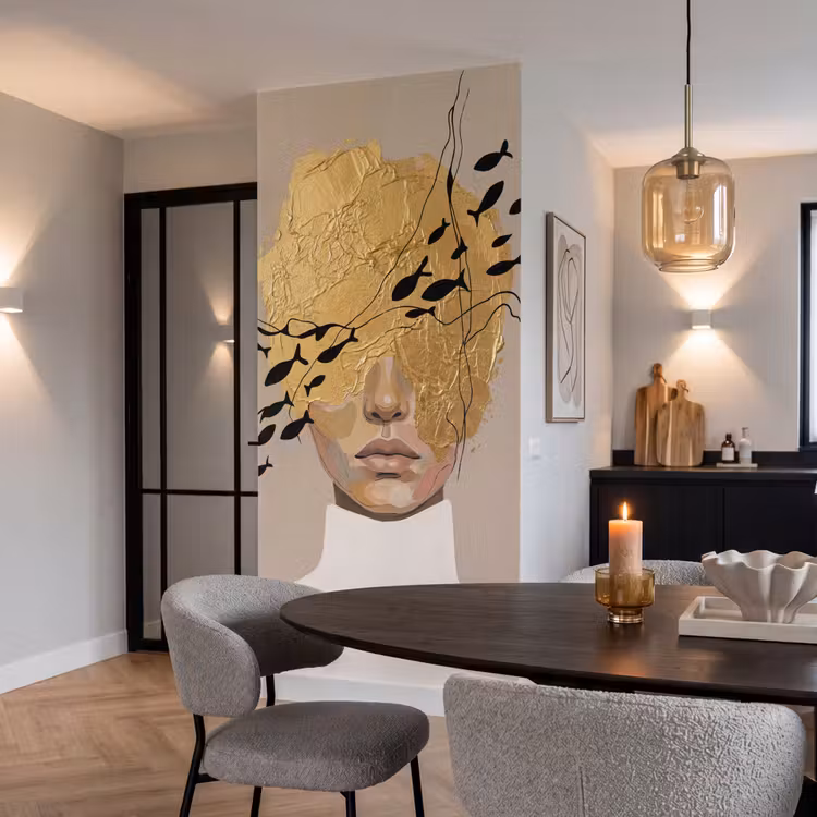Modern - Vrouw - Goud Behang Vlies klein -sfeer3