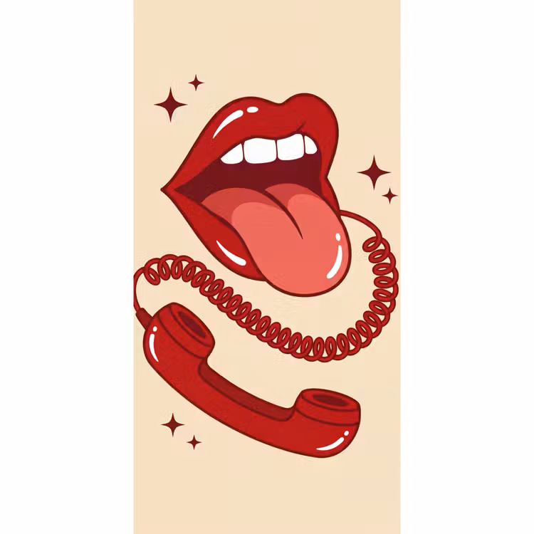 Mond - Telefoon - Popart - Rood - Illustratie Behang Vlies klein -3d_website